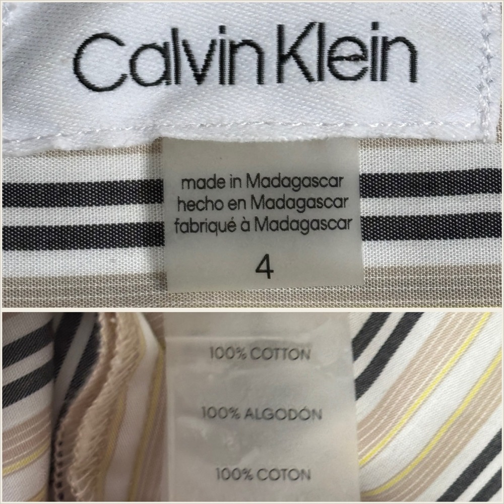 Calvin‎ Klein 4 Striped Button Down Shirt Dress Belted Knee Length - Picture 10 of 10